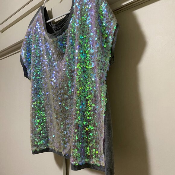 A.N.A. slight sleeve, sweater top w/front covered w/sequins, size 2X - Picture 4 of 9